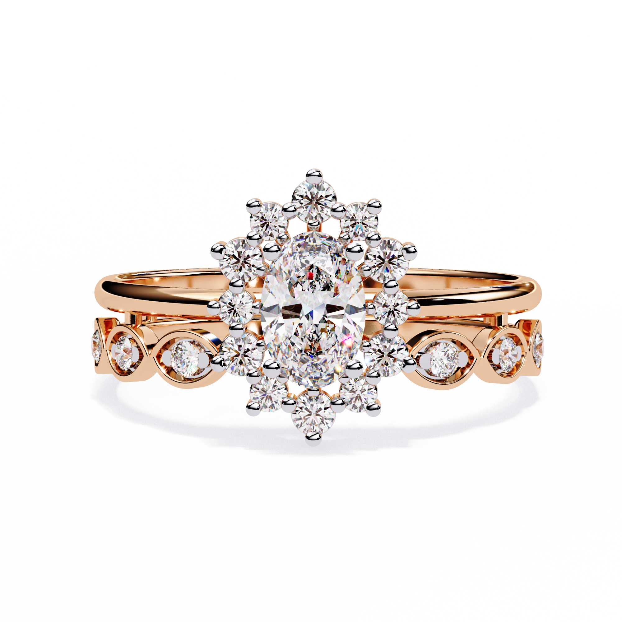Solitairekart-0.59 CT Lab Grown Diamond Oval Halo Ring